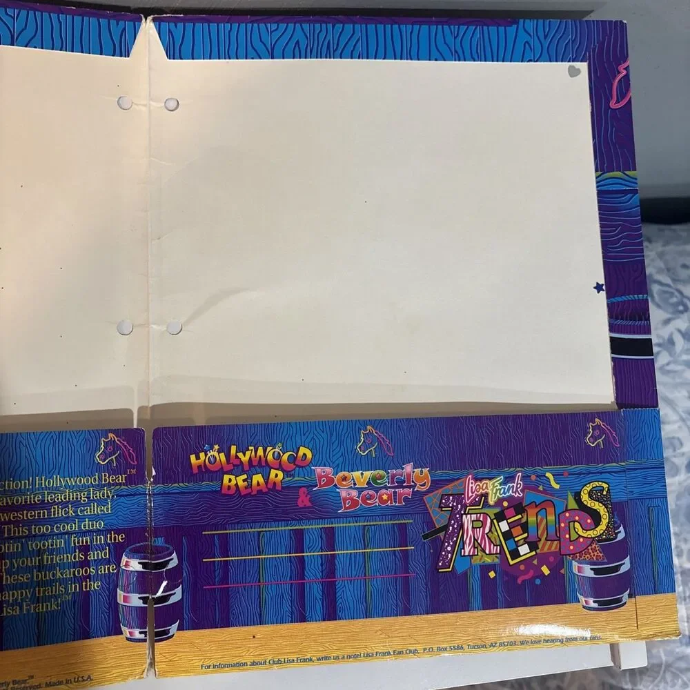 Lisa Frank Vintage Folder Dancing Cowboy Bears